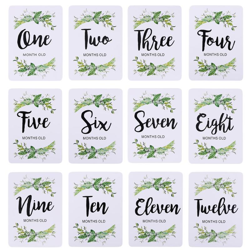 12 stuks planten bedrukte pasgeboren baby maand stickers uitgebreide productie langdurige duurzame mijlpaal herinnering foto rekwisieten