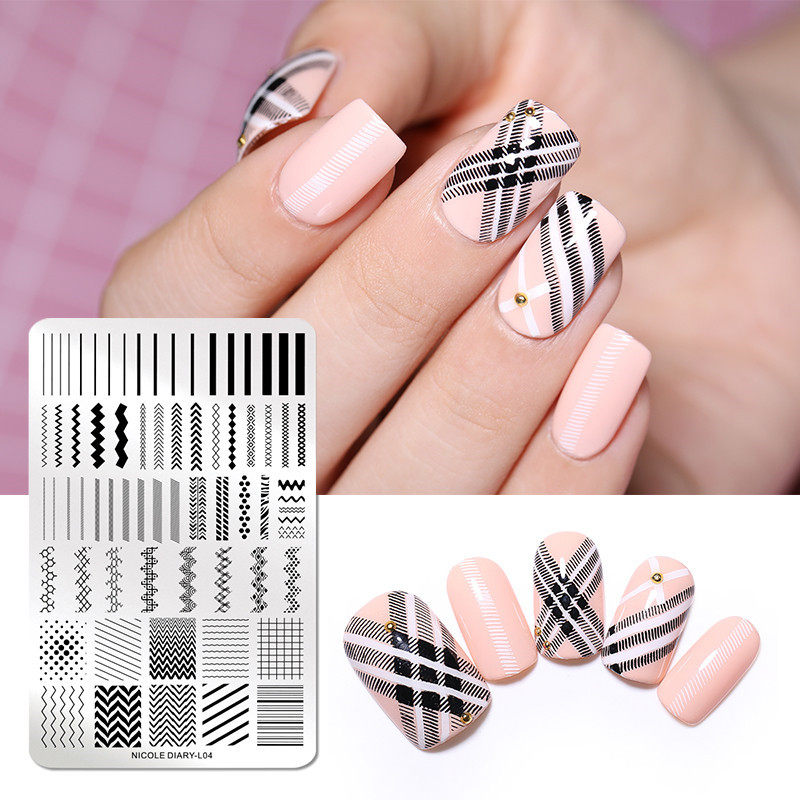 Nicole Dagboek Bloemen Patroon Nail Stempelen Platen Afbeelding Schilderen Nail Art Stencils Template Nail Stempel Gereedschap