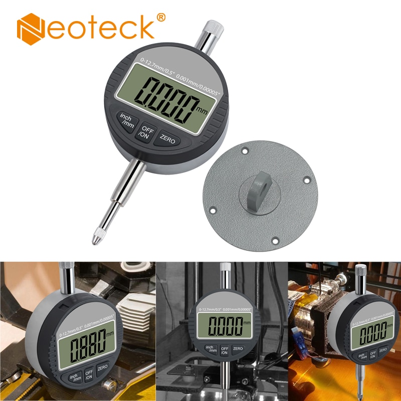 Neoteck DTI Digital Dial Indicator 0.001/0.00005'' Range 0-12.7mm Digital Probe Indicator Dial Test Gauge DTI