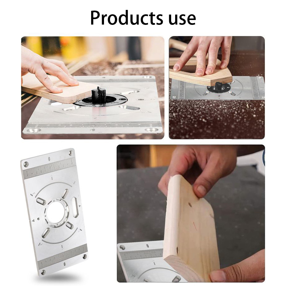 Aluminum Alloy Router Table Insert Plate Trimming Machine Engraving Tool Flip Board Woodworking Benches with 4 Rings Woodworking