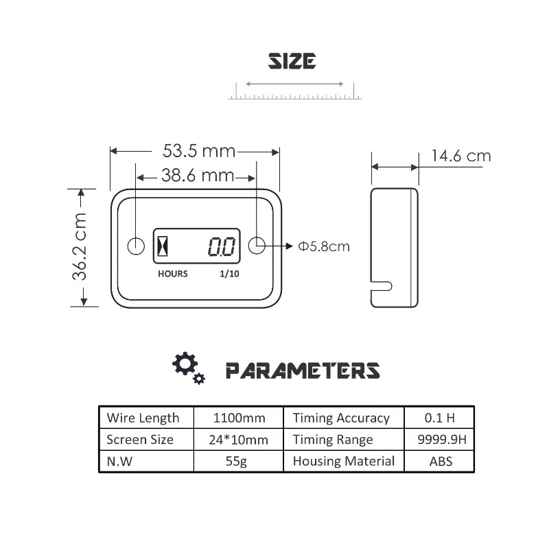 Digitaler Stundenzähler, LCD-Zähler für ATV, Motorrad, Instrumente, Uhren, Schneemobil, Benzin, Stiefel, Generator, Fahrrad, Autozubehör