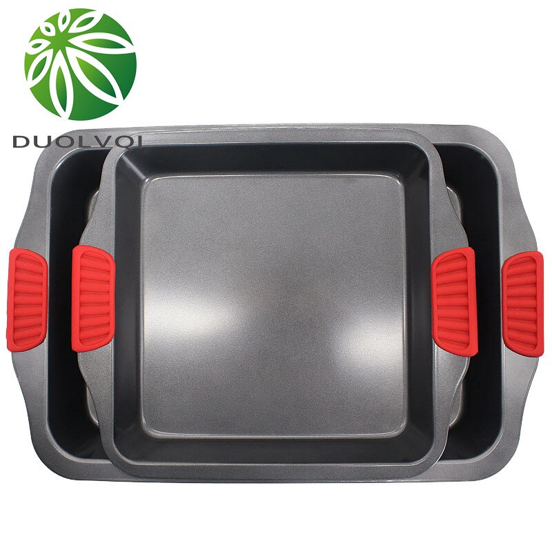 Cake Baking Pan With Silicone Handle Bread Cookies Non-stick Chicken Baking Pan Bottom Baking Tray Useful Kitchen tools