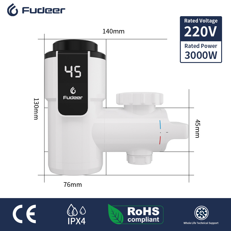 Fudeer 220V Water Heater Bathroom Accessories Electric Water Heater Kitchen Faucet Conector Instant Water Tap Adapter: SKY BLUE