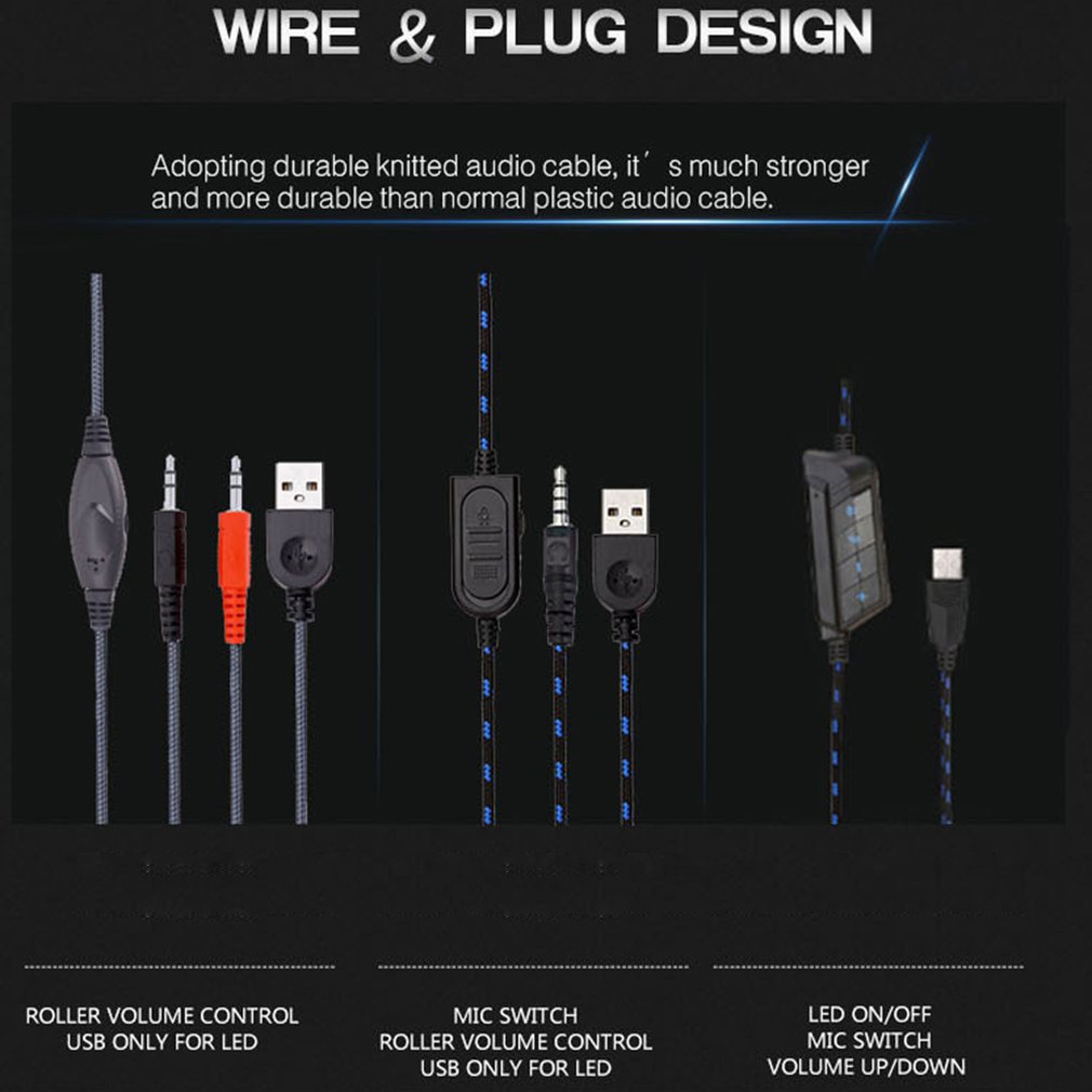 Kablede hodetelefoner ledet lys headset spilling øretelefon  sy733 til datamaskin med mikrofon auriculares lure kabel til pc