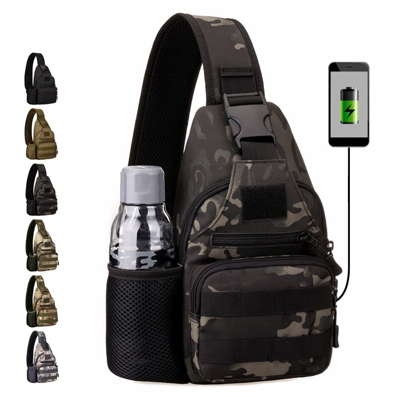 outdoor chest pack single shoulder bags USB charging chest bag crossbody bags male anti theft single strap back bag