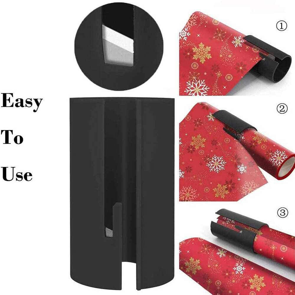 2Pc Wrapping Paper Cutter Christmas Cutting Tools Sliding Wrapping Paper Roll Cutter Cuts the Prefect Line Made Easy Safety Tool