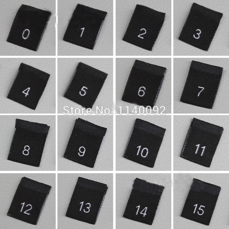 clothing size labels with cut and fold/number tags/kids size label/Europe size tag/garment woven labels 100 pcs a lot