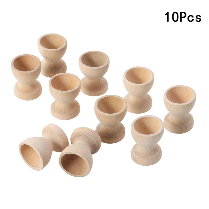 Soportes de almacenamiento de madera para huevos, taza Simple portátil sin pintar, herramientas de cocina para decoración de huevos, 10 Uds.
