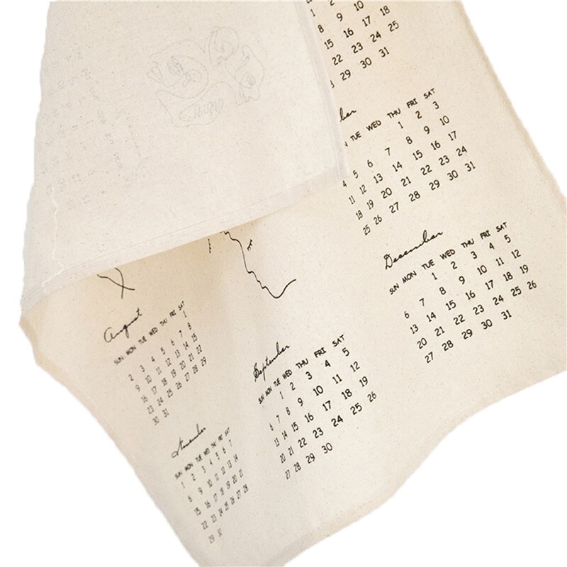 Big Size or Calendar Fabric Printed Wall Calendar Yearly Diary Study Planner Advent Calendar Cloth Wall Hanging Decor