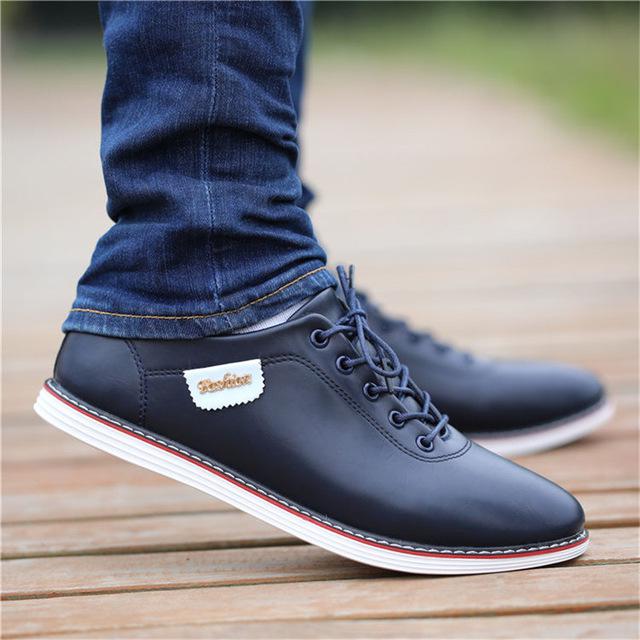 Loafers Walking Footwear Tenis Feminino Outdoor Breathable Sneakers Men&#39;s PU Leather Business Casual Shoes for Male fgb