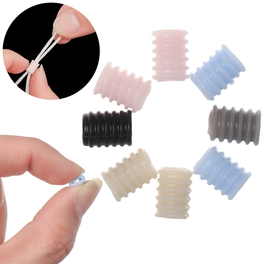 100 Pcs Silicone Flat Spiral Buckle Adjustable Bead Anti-slip Mask Buckle Elastic Band Cap Stopper Ear Cord Drawstring Button