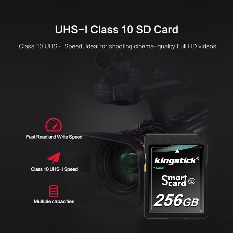 Kingstick 256GB Memory Card SD Card Class 10 Flash Memory Card SD Flash Card Camera Storage Card Camera SD Card