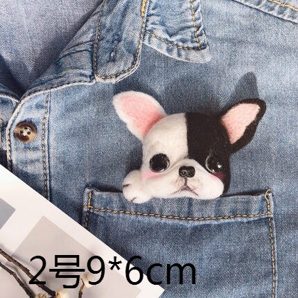 Broche de cabeza de perro hecho a mano para mujer, hecho a mano, de lana, fieltro, hecho a mano, juguete de DIY para muñecas, fieltro de lana: style6