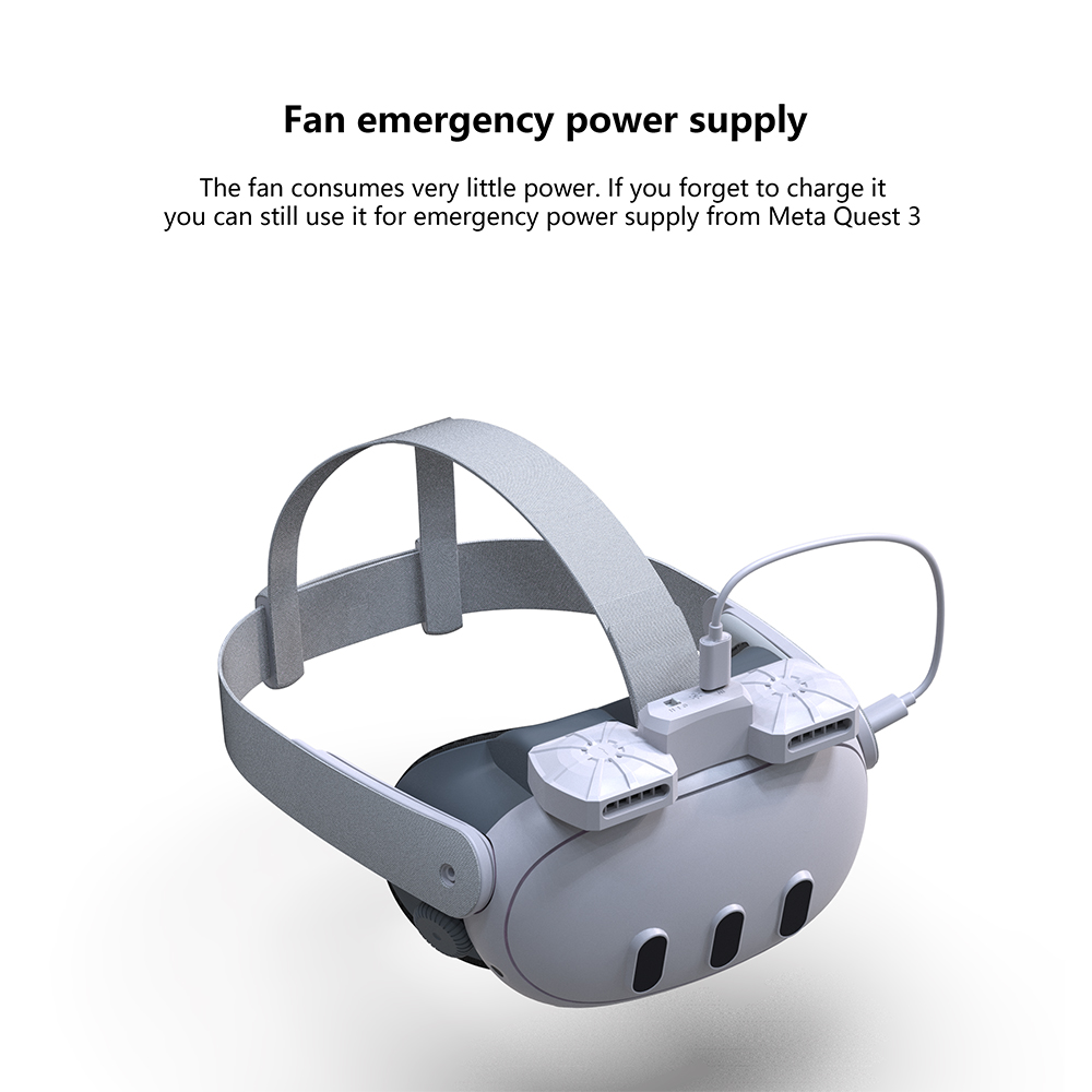 Cooling Fan For Meta Quest 3 Face Pad Active Ventilation Air Circulation Breathable Facial Interface VR Headset Cover Accessory