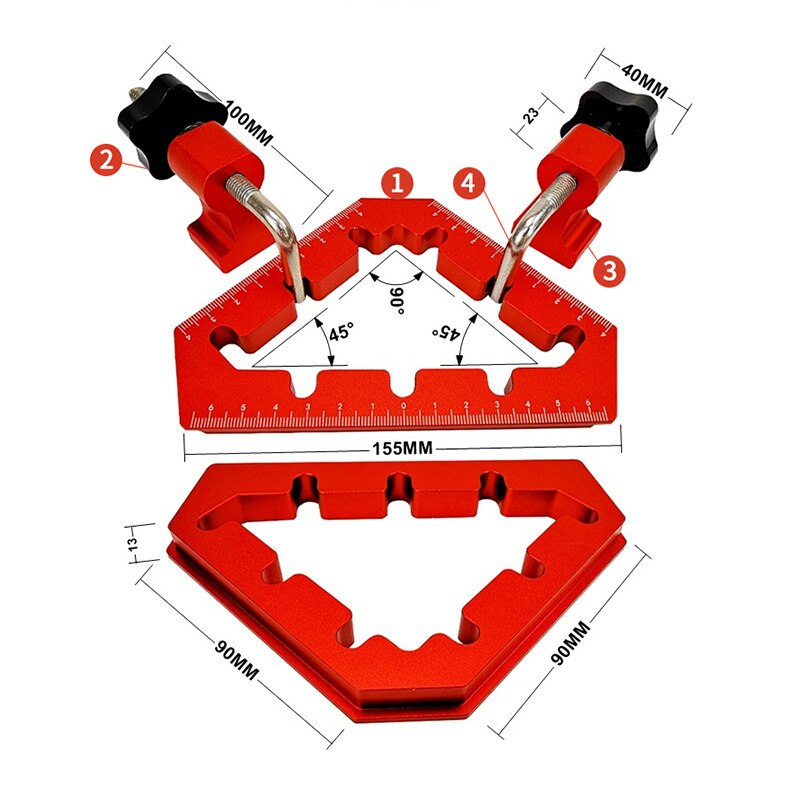 lavorazione del legno 45/90 gradi L-a forma di ausiliario apparecchio giunzione tavola posizionamento pannello fisso clip falegname's quadrato governate utensili
