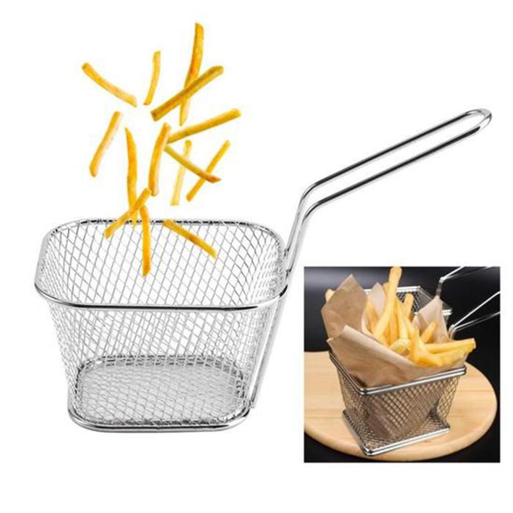 1pc metallkurver i rustfritt stål servering av mat presentasjon kokeverktøy pommes frites kurv mini yngel oppbevaring kjøkken husholdningsartikler