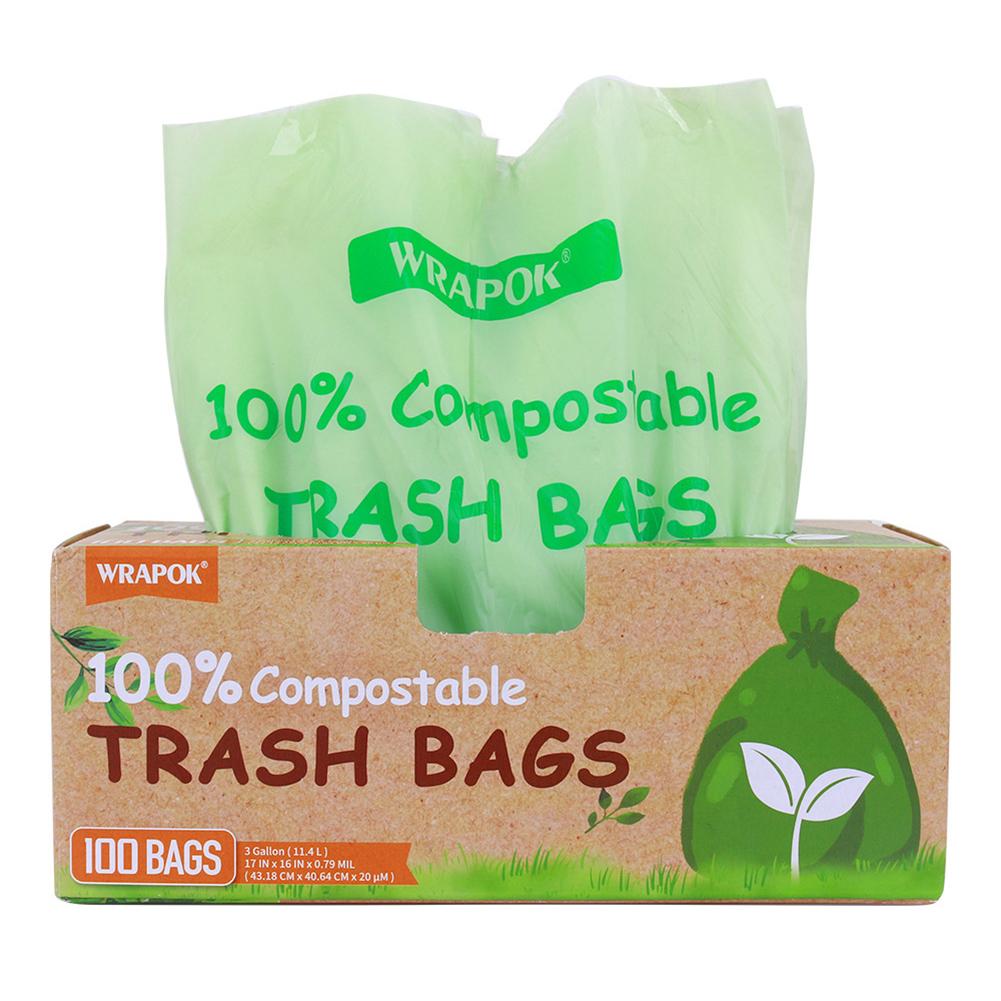 100pcs/Bag Compostable Trash Bags Small Kitchen Compost Trash Bags, Food Scrap Yard Waste Bags , Bathroom Office Car Garbage Bag: Default Title