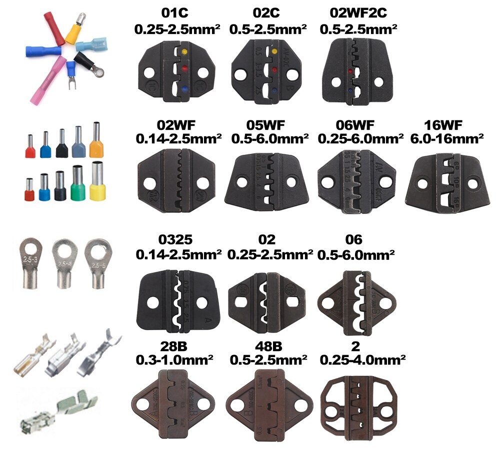 Crimp Tangen Meerdere Matrijzen Set Draad Dupont Terminals Gereedschap Voor Krimpkous Connectors Niet-Geïsoleerde Huls Terminals