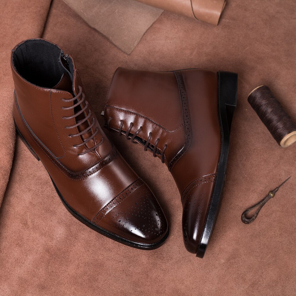 Botas de invierno para hombre de Bullock, botas cálidas para hombre con cordones, zapatos informales de cuero para hombre, botas altas de piel para nieve, calzado de talla grande yuj89