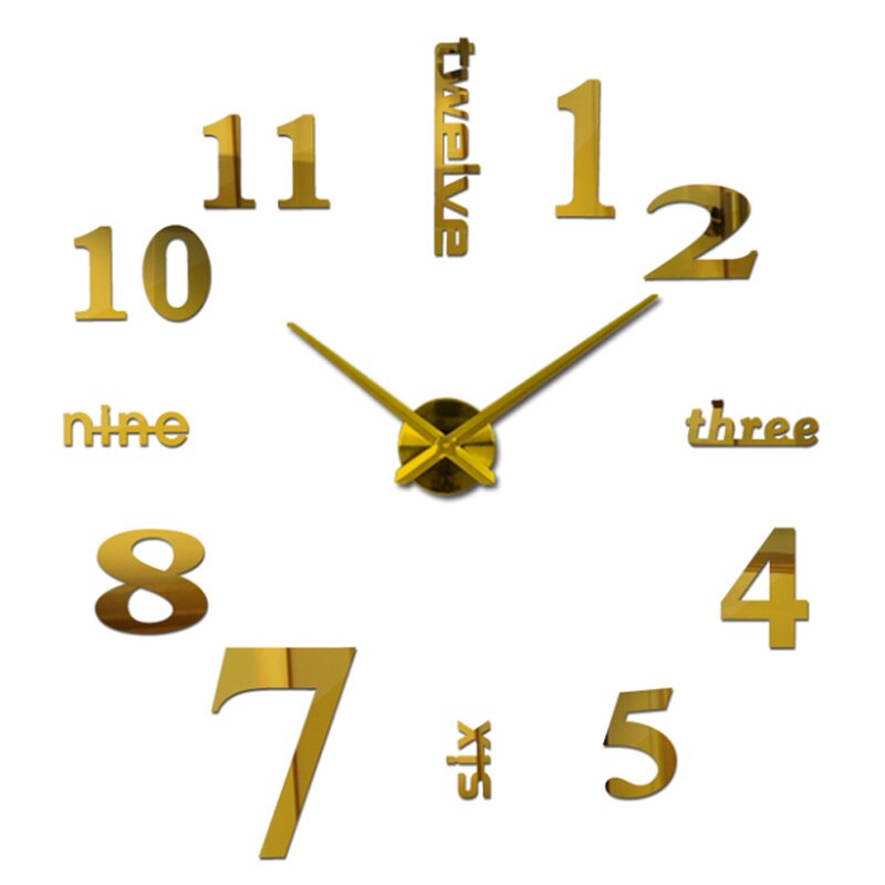 De pared grande reloj 3D DIY de aguja relojes espejo de acrílico relojes adhesivos sala de decoración del hogar, Europa horloge