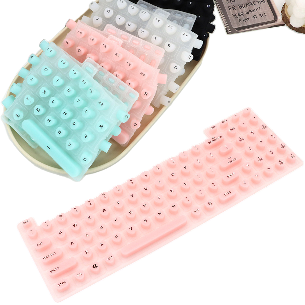 Teclado de silicona para decoración de uñas, teclado de membrana para dispositivos de escritura de oficina con uñas largas para mujeres, para Logitech K580, Aurora