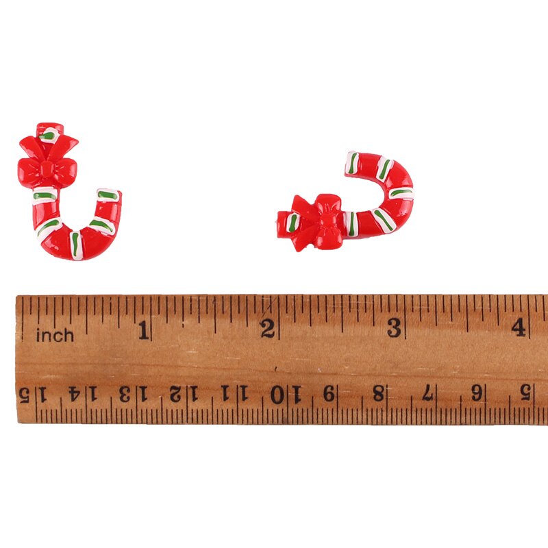 50pcs Cute Red Christmas Candy Cane Resin Scrapbooking Hair Bow Center Crafts Embellishment Flatback Charms Cabachons