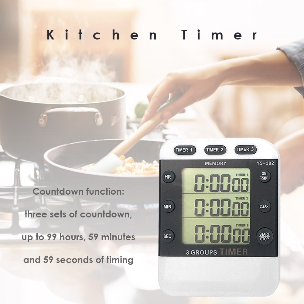 Square 3-way Kitchen Timing Digital Display High Stopwatch Countdown Food Cooking Home Pracitcal Tool Kitchen Tools