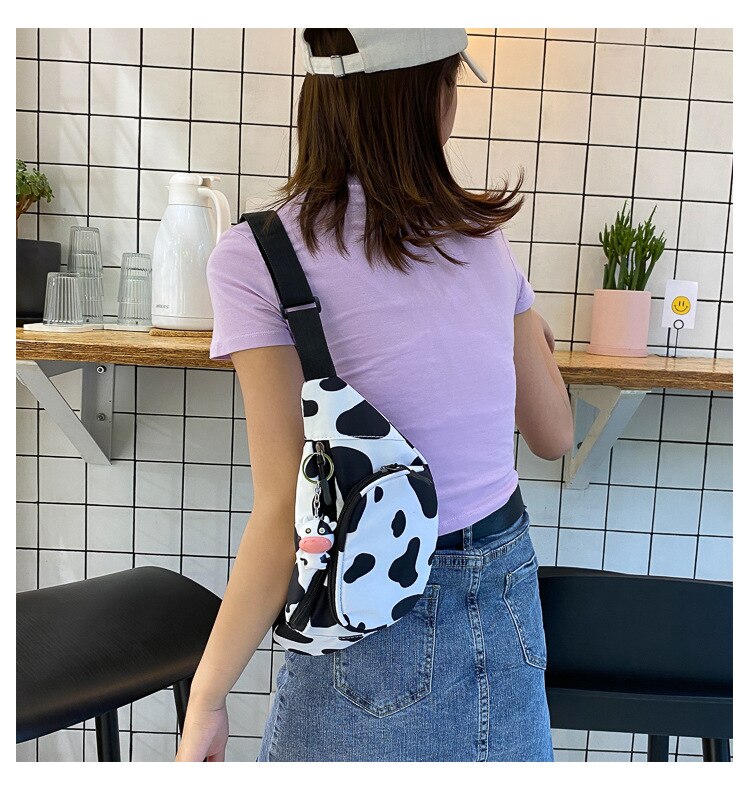 Piterek damski, modny nadruk zwierzęta saszetka biodrowa torba na klatkę piersiowa z regulowanym paskiem czarny biały 2021 w nowym stylu