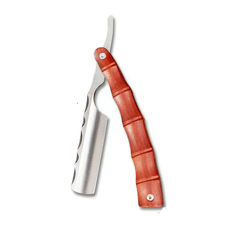 Cut Throat Straight Razor Wood Barber Razor Premium Single Blade Straight Edge Razor Beard Shaving Razor: Blue