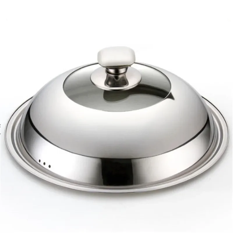 Visible Cooking Wok Pan Lid Stainless Steel Universal Pan Cover Visible Replaced Lid for Frying Wok Pot Dome Wok Cover