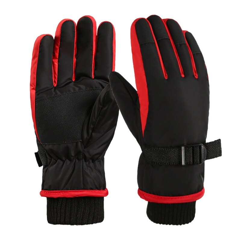 1 paio bambini sci guanti da ciclismo guanti caldi spessi impermeabili antivento sport all&#39;aria aperta guanti da Snowboard per bambini ragazze ragazzo: Black