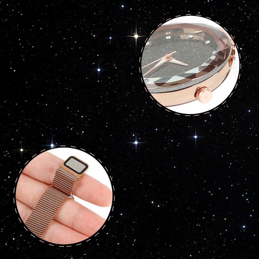 1pc stjernehimmel skridttæller ur vandtæt magnetrem spænde rustfrit stål dame diamant dame #39