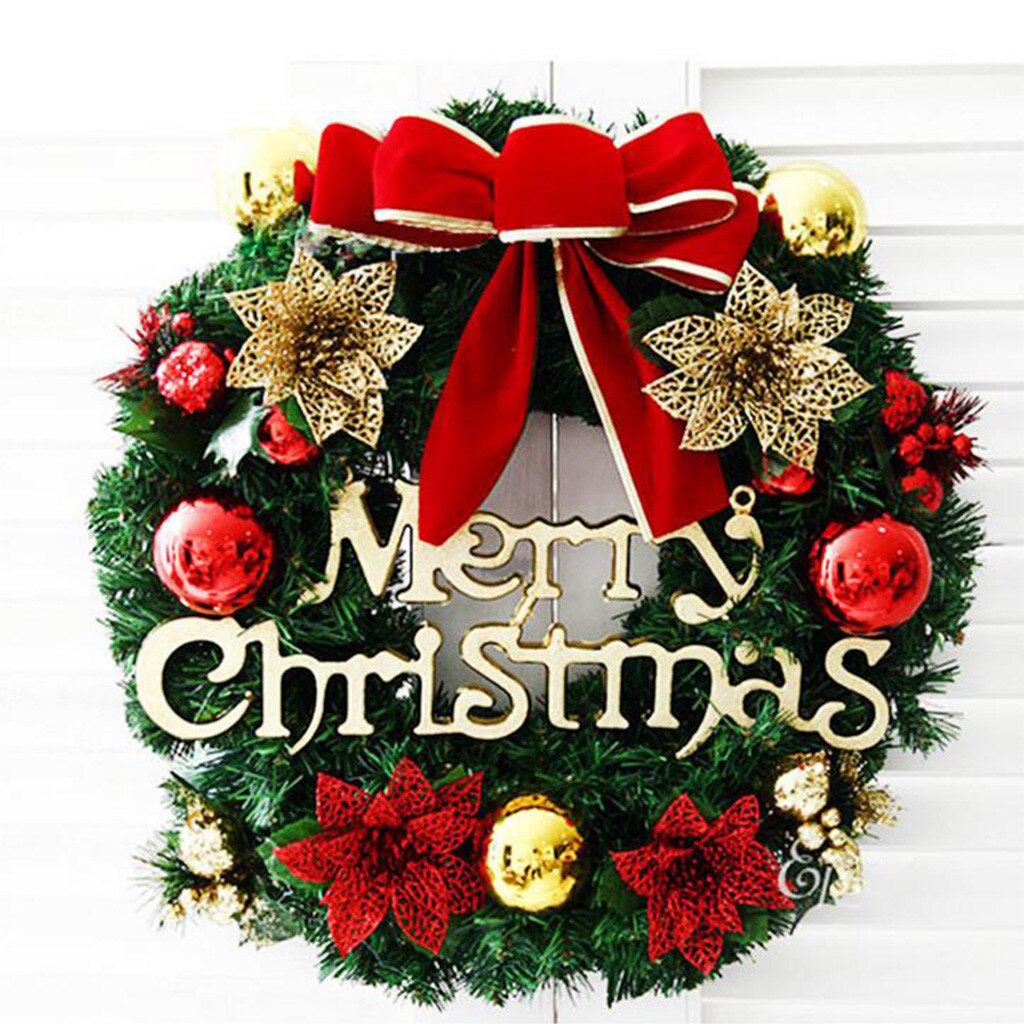 Christmas Wreath Garland Arrangement Christmas Ornament Front Door Hanging Garland Christmas Wreath Home Decorations Wreath 30CM: C