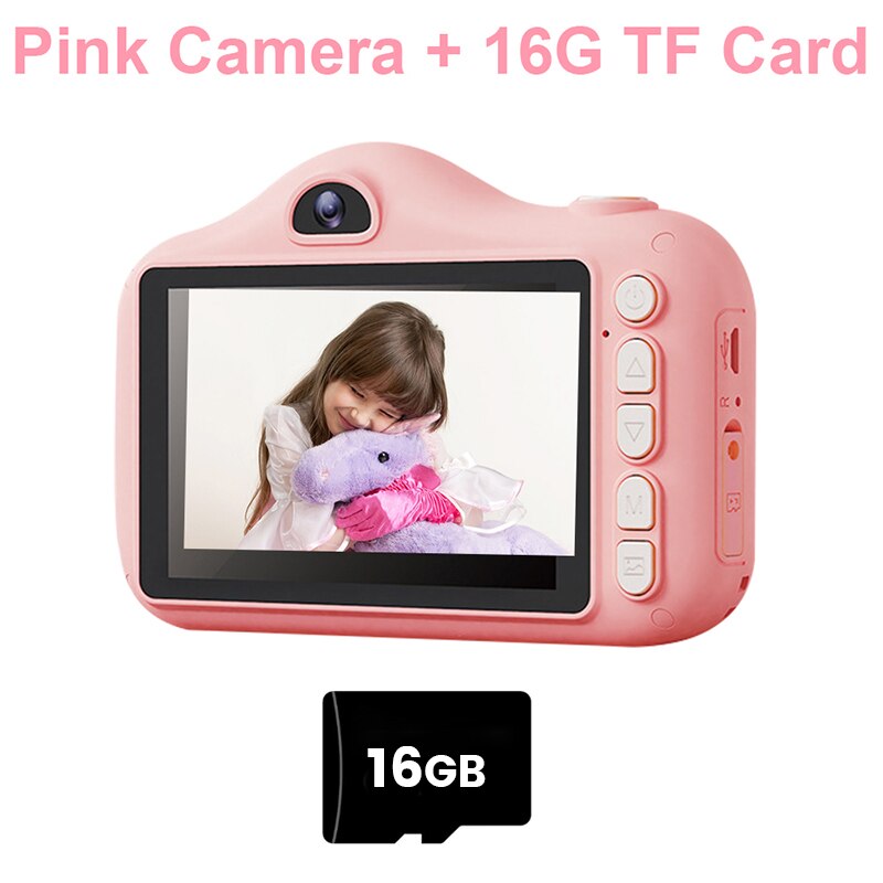 Mini fotocamera per bambini Selfie Photo Camera 3.5 pollici 40MP fotocamera digitale per bambini per regalo festivo di compleanno fotocamera per bambini fotocamera per bambini: Pink-16G SD Card