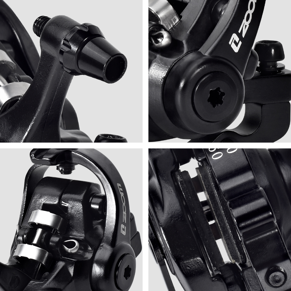 ZOOM Bike Mechanical Brake Caliper Adapter MTB Bilateral Drive Bicycle Front Rear Disc Brake Caliper Device Brake Pads DB680