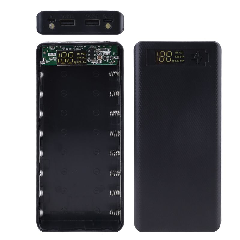 Case DIY Power Bank 8x18650 - Scatola Esterna Portatile - Senza Batteria: Nero