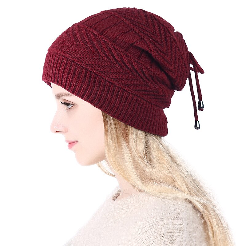Trendy Beanie Warm Oversized Chunky Cable Knit Slouchy Woolen Hat: Red