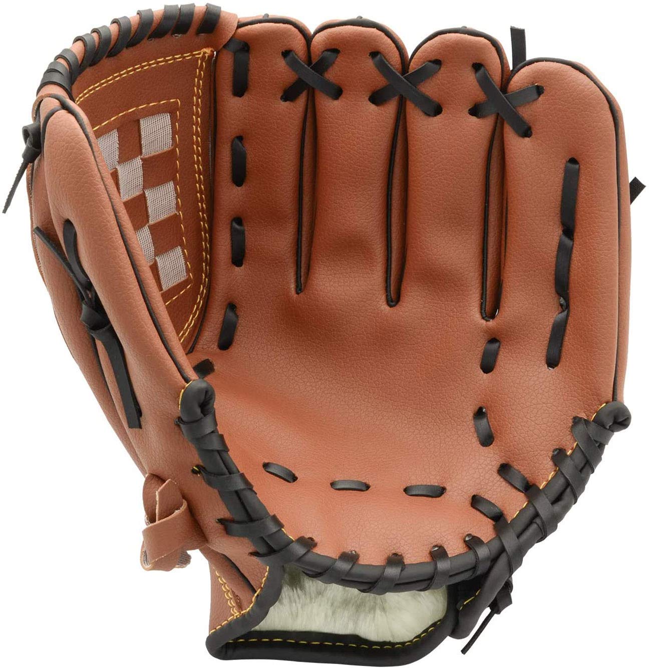 Baseball Gloves with Soft Solid PU Leather Thickening Pitcher Softball Gloves for Child Teens Adult Right Hand Throw, Left Hand: Brown / 11.5 inches