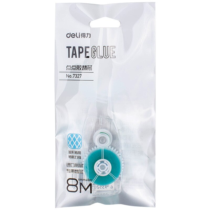 Dobbeltklæbende tape 6mm x 8m med refill papirvarer gør-det-selv-tape kunstlim skole kontorartikler: Refill 1 stk