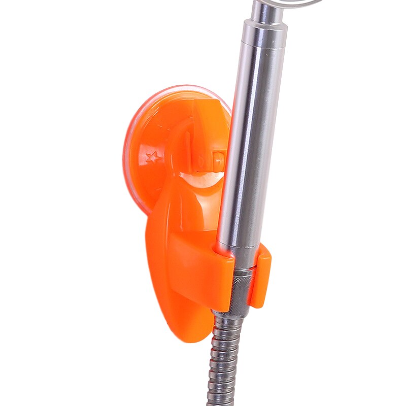 Bathroom Shower Head Holder Rack Powerful Suction Cup Shower Bracket Bathroom Accessories Shower Holder Seat Mount Wall Rack: Orange