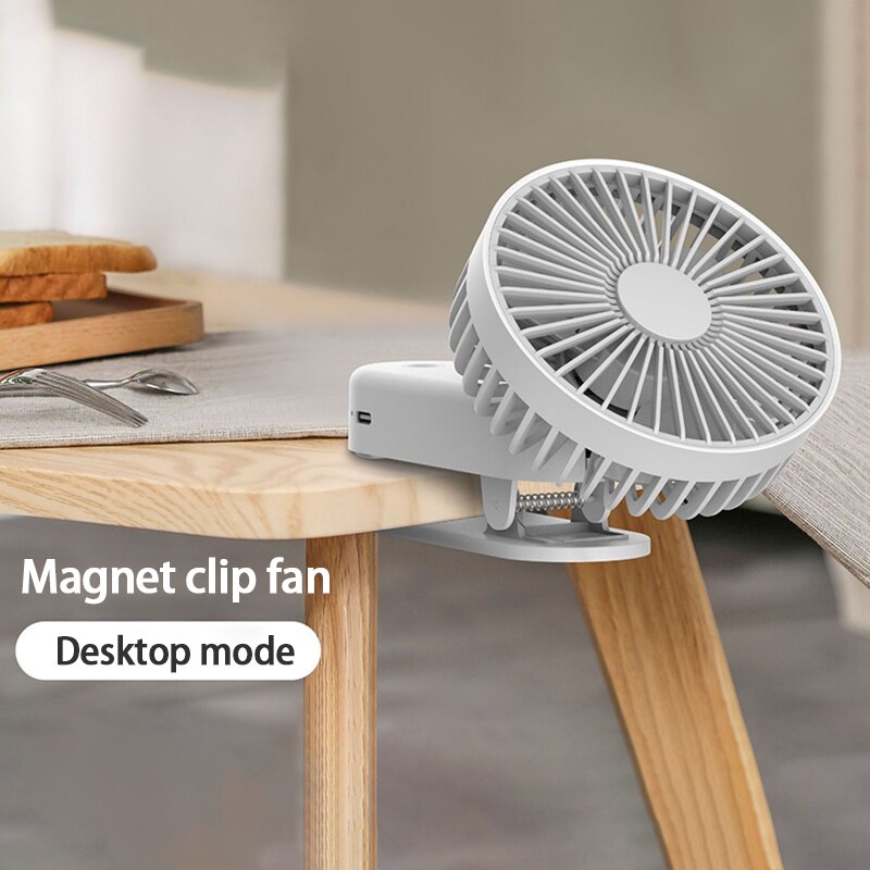 Draagbare Mini Ventilator Handheld Usb Oplaadbare Desktop Magnetische Clip Fan Verstelbare Zomer Koeler Voor Outdoor Travel Office