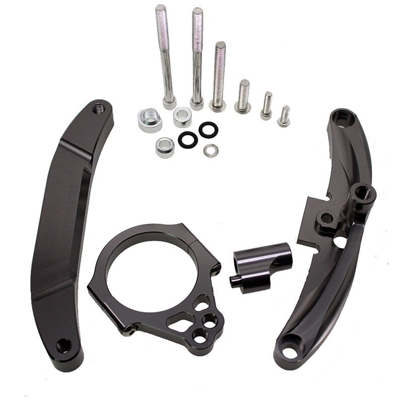 Lenkung Dämpfer Halterung einstellen für Yamaha FZ1 FAZER FZ1-N 2006 CNC Aluminium Stabilisator Lineare Dämpfer Montage Unterstützung: grau Halterung