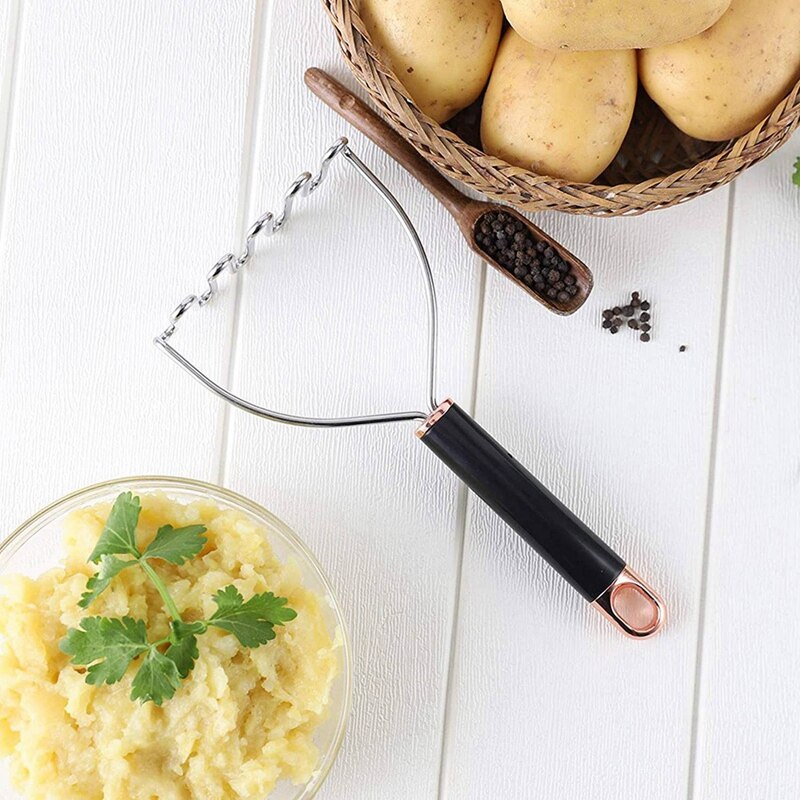 2Pcs Aardappelstamper Rvs, Aardappelpuree Stamper, beste Stamper Keuken Tool Voor Bean(Rose Goud &amp; Zilver)