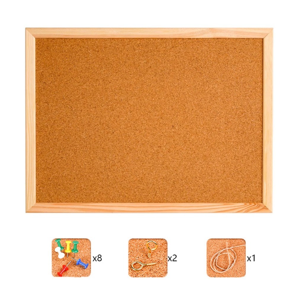 Practical Double-sided Cork Notice Board Wall Hanging Thickened Message Boards DIY Memo Board Office: Beige