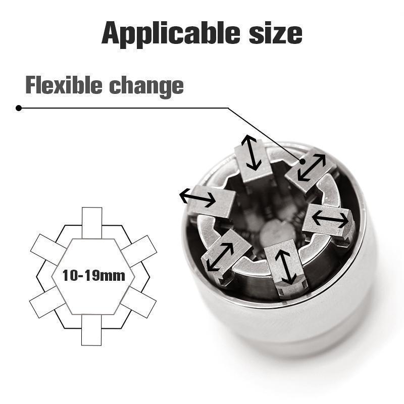 Mintiml Socket Wrench 3/8 inch Drive 10-19 mm Adjustable Hex Universal Socket Torque Ratchet Socket Adapter Wrench Repair Tool