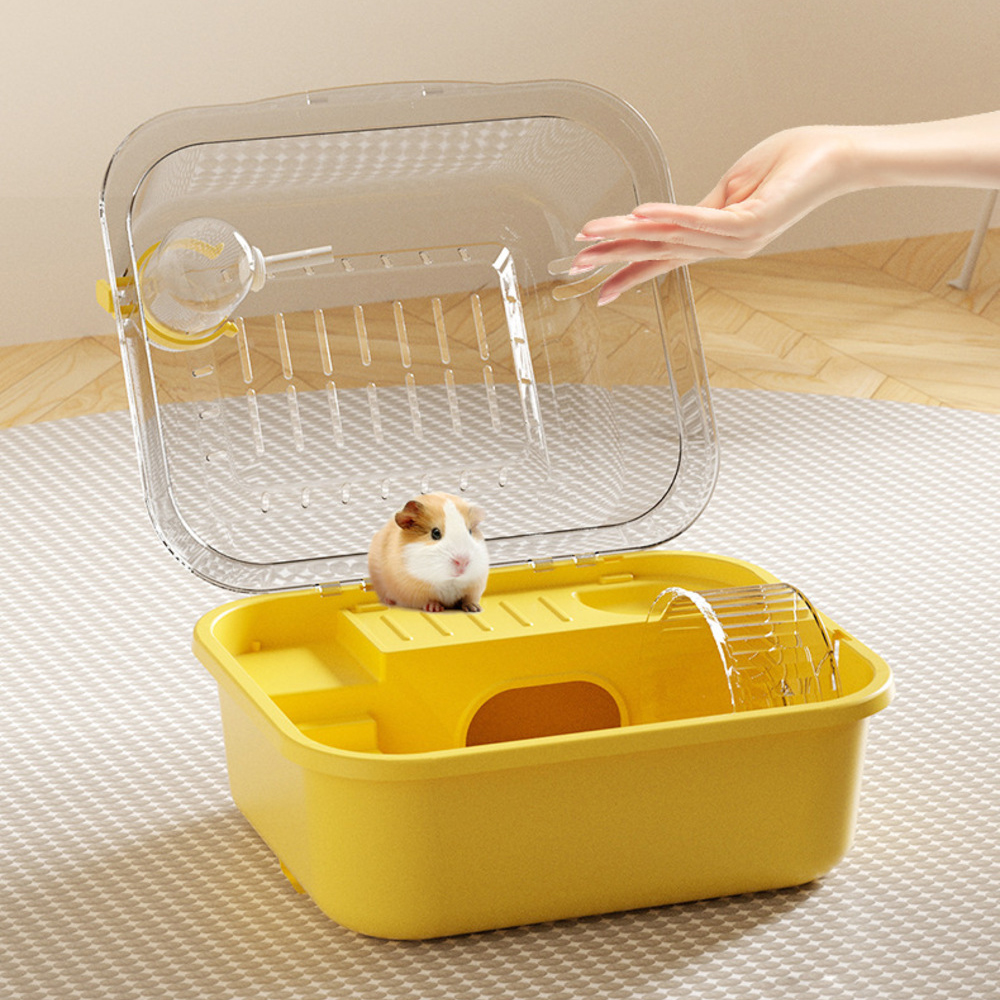 Hamster Cage with Water Bottle - Small Animal Habitat for Mice, Guinea Pigs - Plastic