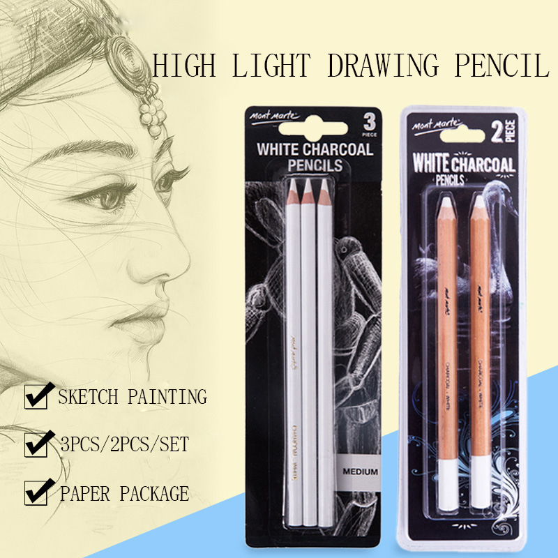 Markera penna skiss vit kolpenna uppsättning för att måla pennor ritning brevpapper tillbaka till skolan för studenter konstmaterial