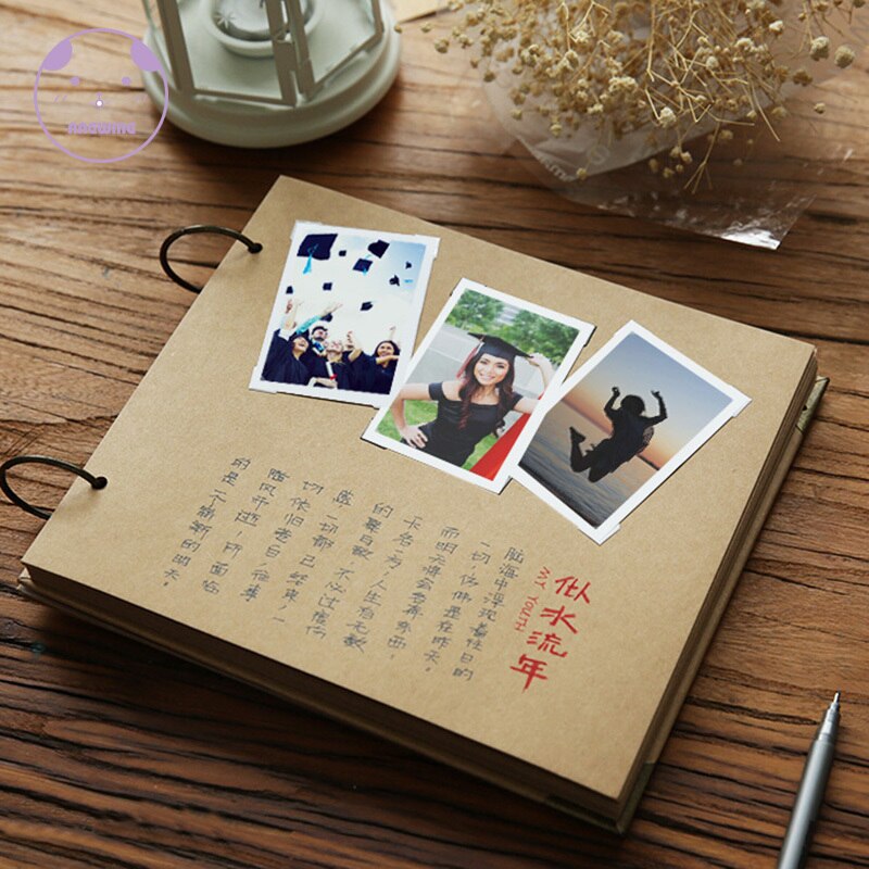 ANGWING 20Pages Blank/DIY Albums Photo Cover Loose-leaf/Wedding Photo Album Scrapbook Self Adhesive Scrapbook Album Case Binding