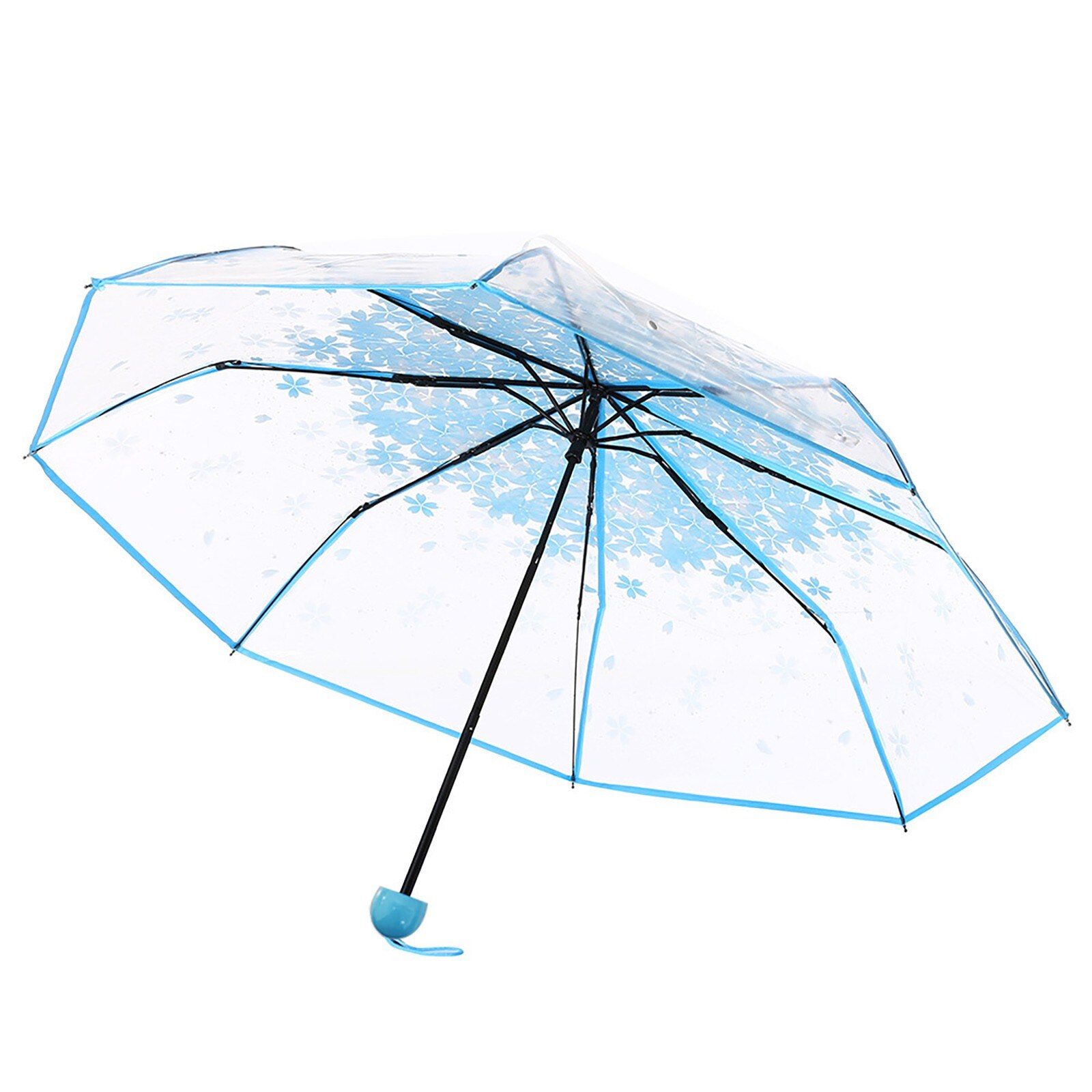 Transparent Clear Umbrella 3 Fold Umbrella: Blue