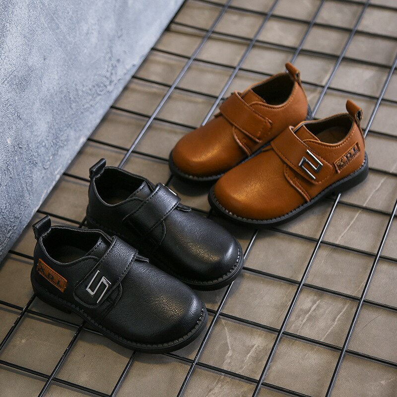 Kids Leather Shoes For Boys Wedding School Show Flats Shoes Classic Children Black Loafer Moccasins British Style Spring